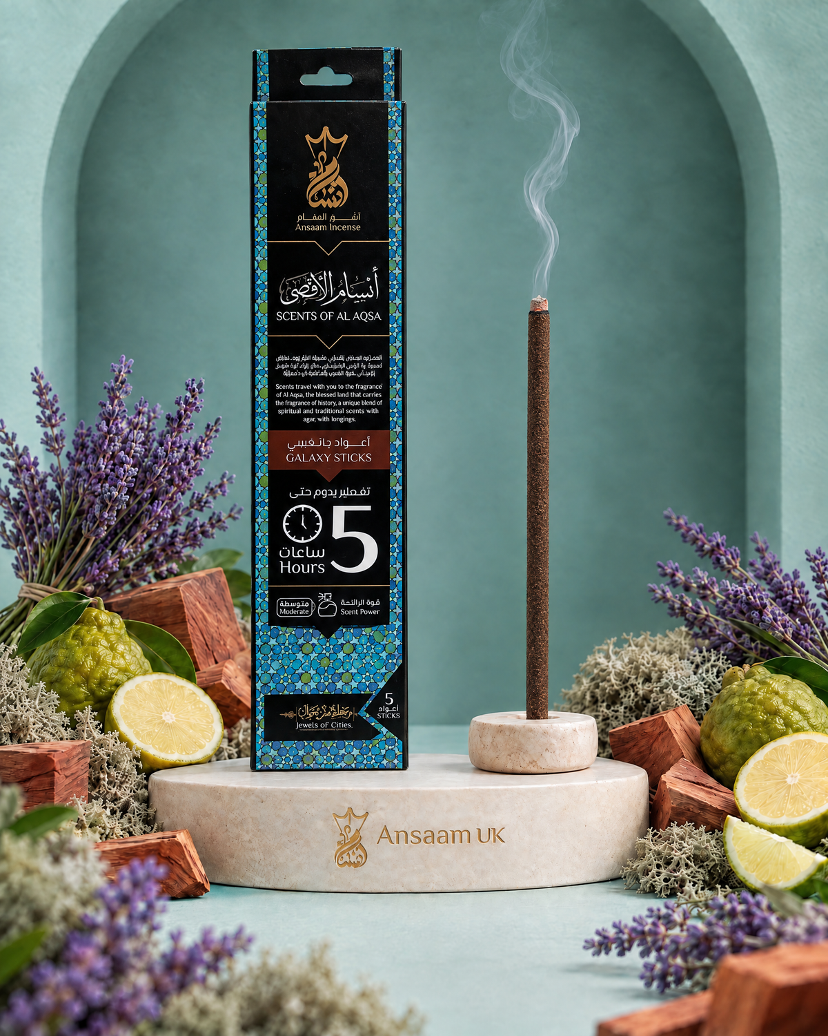 Al-Aqsa 5 Hours incense sticks with lavender, bergamot, cedar wood and oak moss