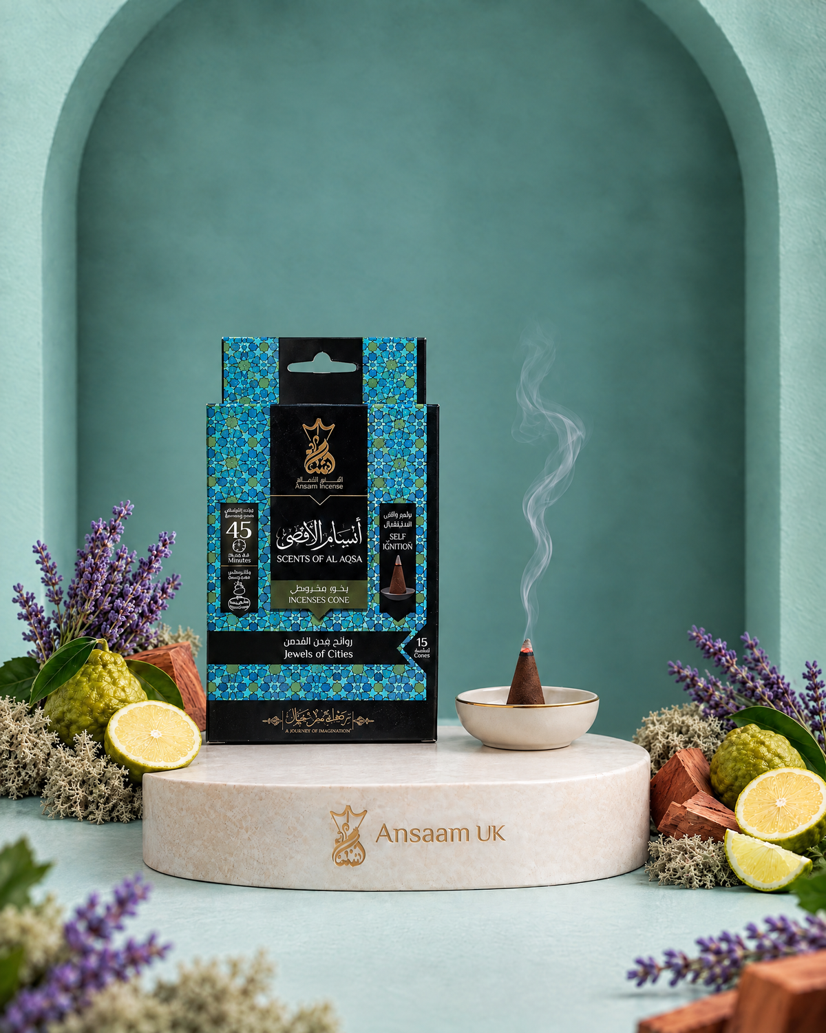 Al-Aqsa incense cones with lavender, bergamot, cedar wood and oak moss