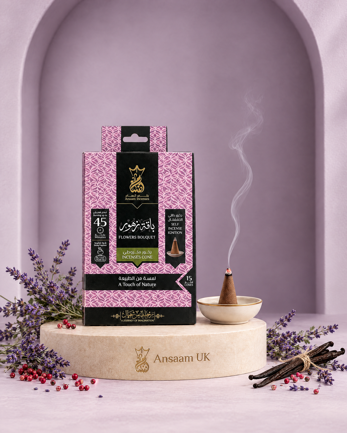 Flowers Bouquet incense cones with pink pepper, lavender and vanilla